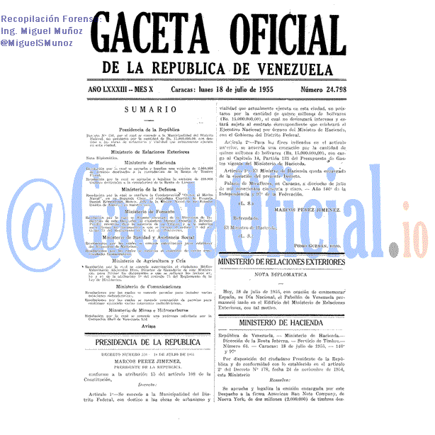 Gaceta Oficial 24798 del 18 Julio 1955