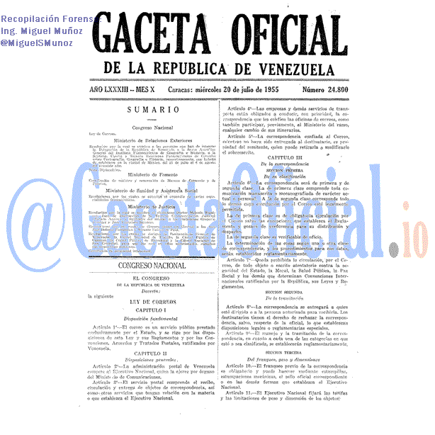 Gaceta Oficial 24800 del 20 Julio 1955