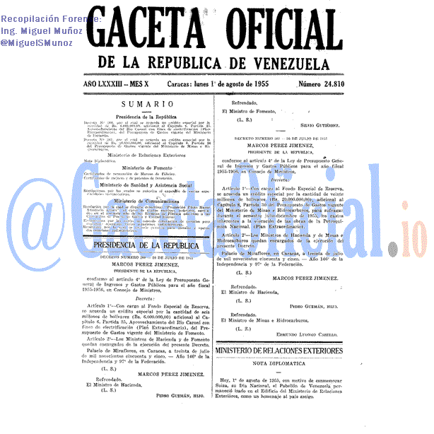 Gaceta Oficial 24810 del 1 Agosto 1955