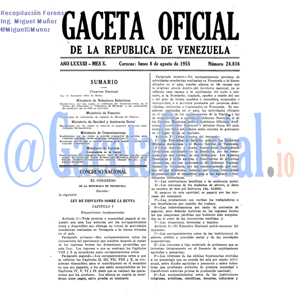 Gaceta Oficial 24816 del 8 Agosto 1955