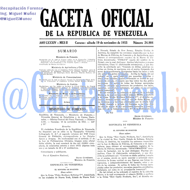 Gaceta Oficial 24904 del 19 Noviembre 1955