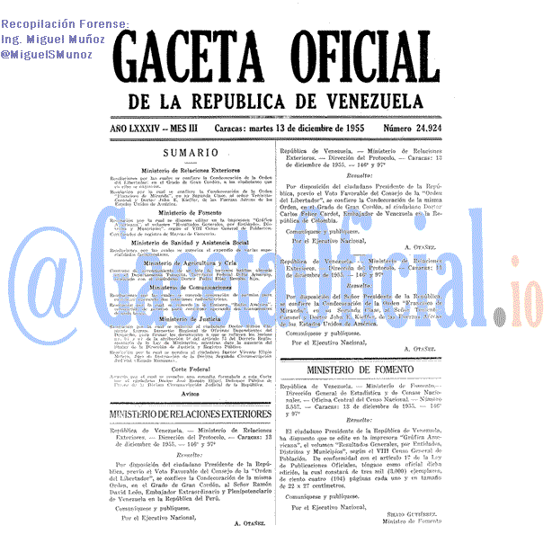 Gaceta Oficial 24924 del 13 Diciembre 1955