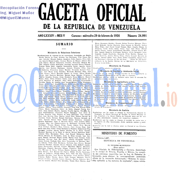 Gaceta Oficial 24991 del 29 Febrero 1956