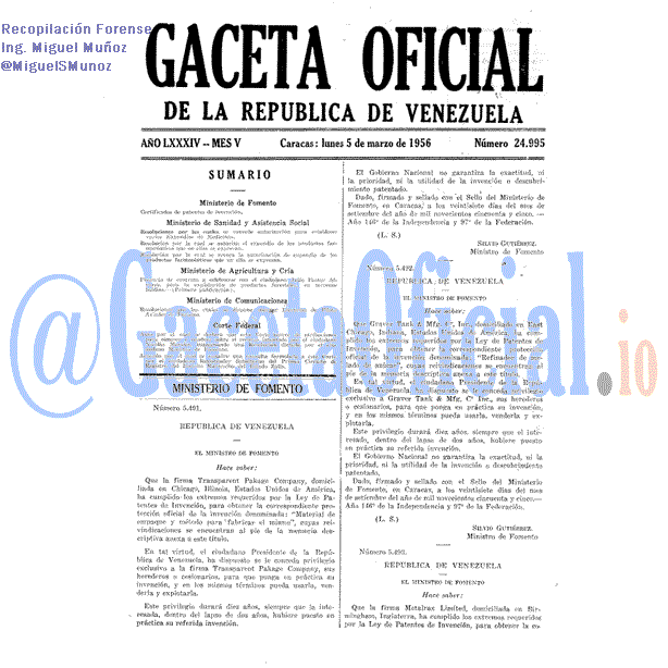 Gaceta Oficial 24995 del 5 Marzo 1956