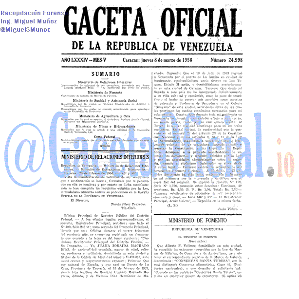 Gaceta Oficial 24998 del 8 Marzo 1956
