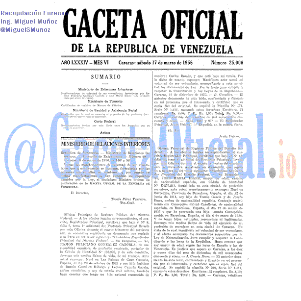 Gaceta Oficial 25006 del 17 Marzo 1956