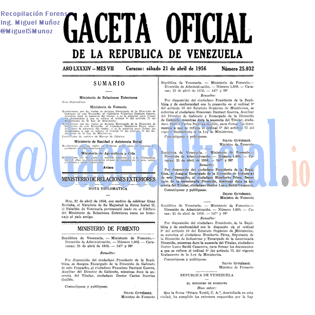 Gaceta Oficial 25032 del 21 Abril 1956