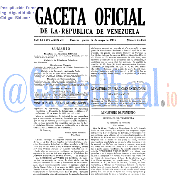 Gaceta Oficial 25053 del 17 Mayo 1956