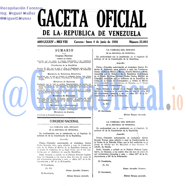 Gaceta Oficial 25068 del 4 Junio 1956