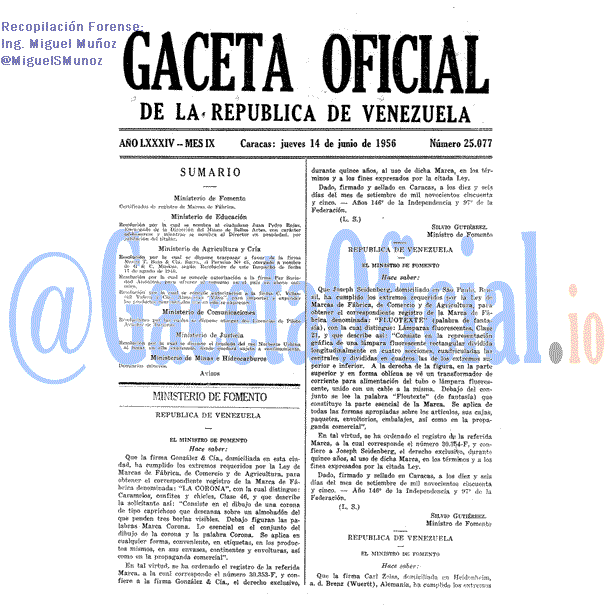 Gaceta Oficial 25077 del 14 Junio 1956