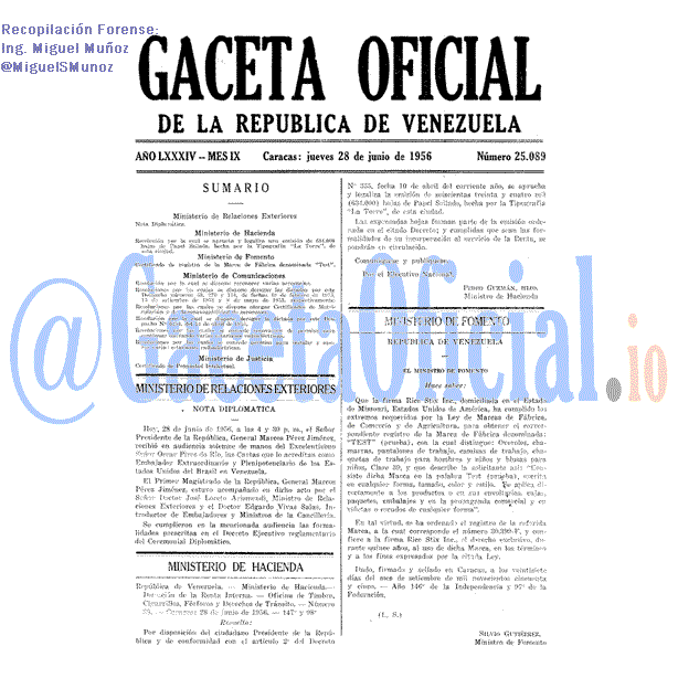 Gaceta Oficial 25089 del 28 Junio 1956