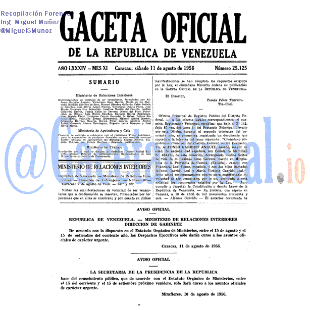 Gaceta Oficial 25125 del 11 Agosto 1956