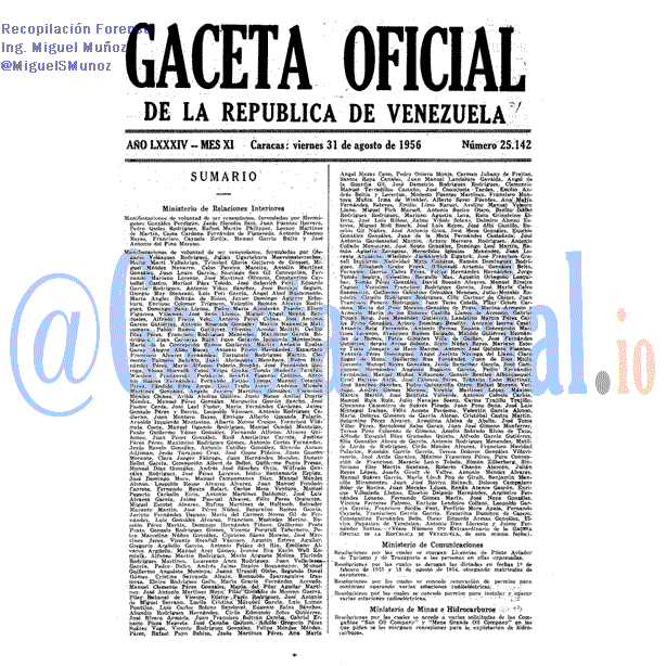 Gaceta Oficial 25142 del 31 Agosto 1956
