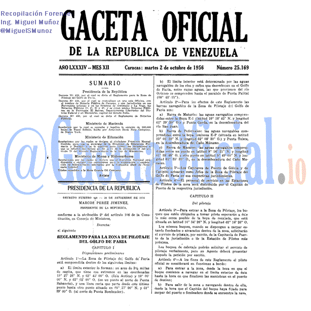 Gaceta Oficial 25169 del 2 Octubre 1956