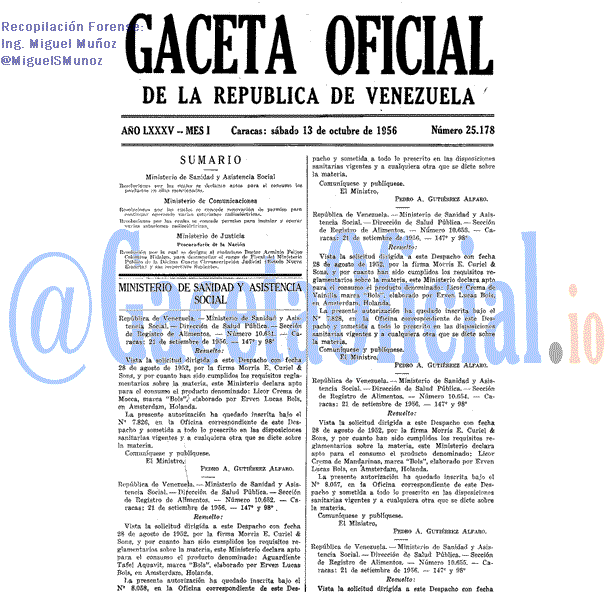 Gaceta Oficial 25178 del 13 Octubre 1956