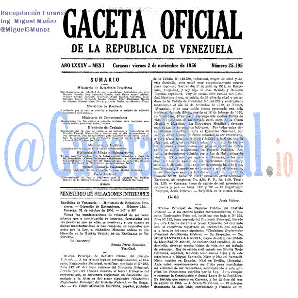 Gaceta Oficial 25195 del 2 Noviembre 1956