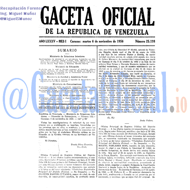 Gaceta Oficial 25198 del 6 Noviembre 1956