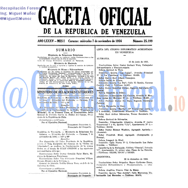 Gaceta Oficial 25199 del 7 Noviembre 1956