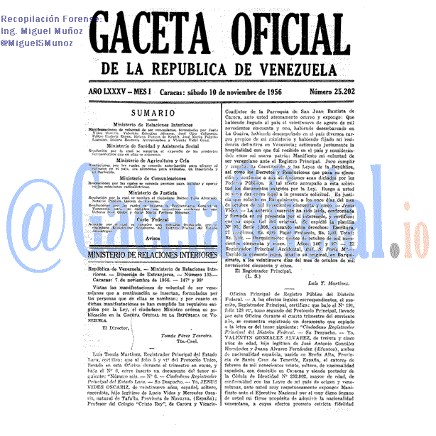 Gaceta Oficial 25202 del 10 Noviembre 1956