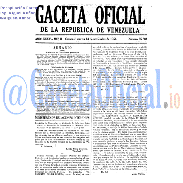 Gaceta Oficial 25204 del 13 Noviembre 1956