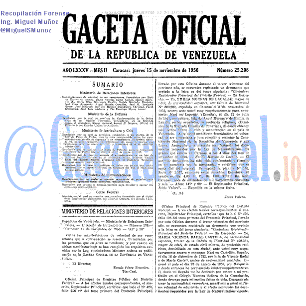 Gaceta Oficial 25206 del 15 Noviembre 1956
