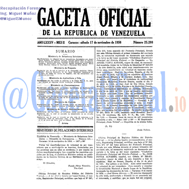 Gaceta Oficial 25208 del 17 Noviembre 1956