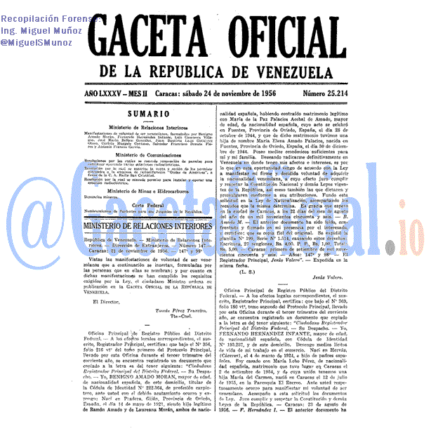 Gaceta Oficial 25214 del 24 Noviembre 1956