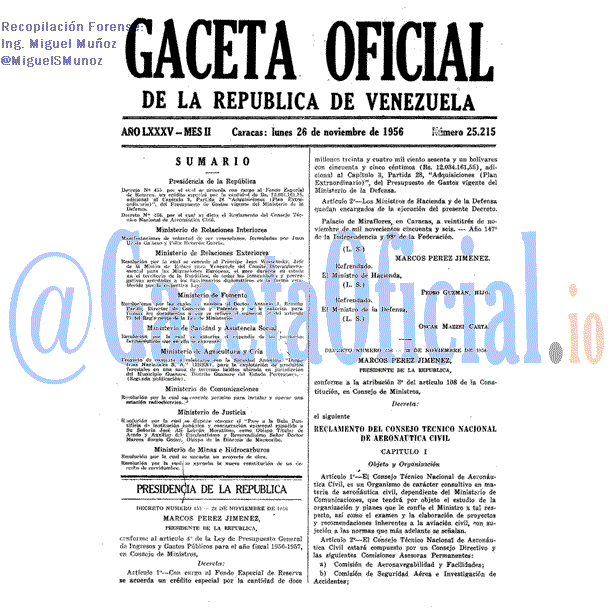 Gaceta Oficial 25215 del 26 Noviembre 1956