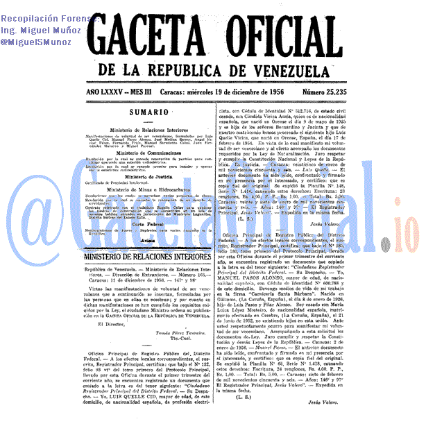 Gaceta Oficial 25235 del 19 Diciembre 1956