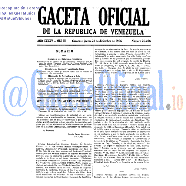 Gaceta Oficial 25236 del 20 Diciembre 1956