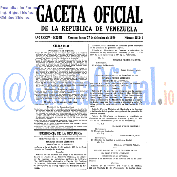 Gaceta Oficial 25241 del 27 Diciembre 1956