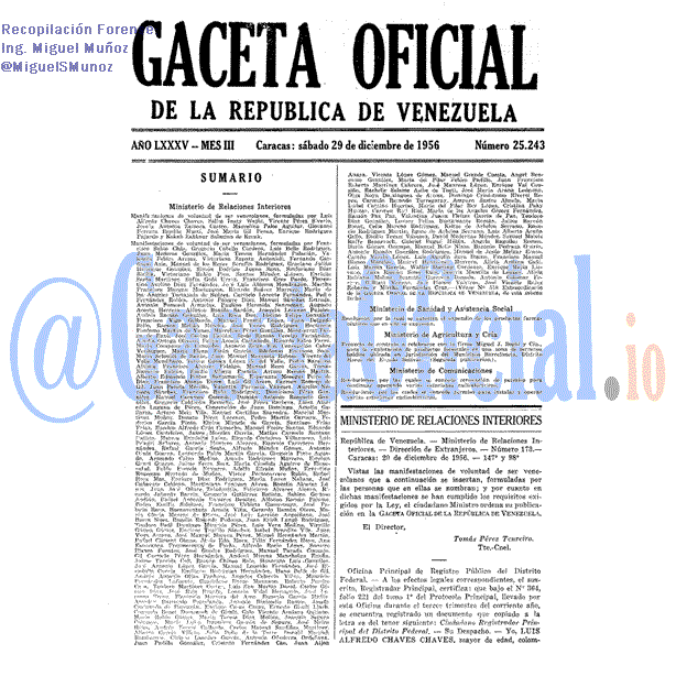 Gaceta Oficial 25243 del 29 Diciembre 1956