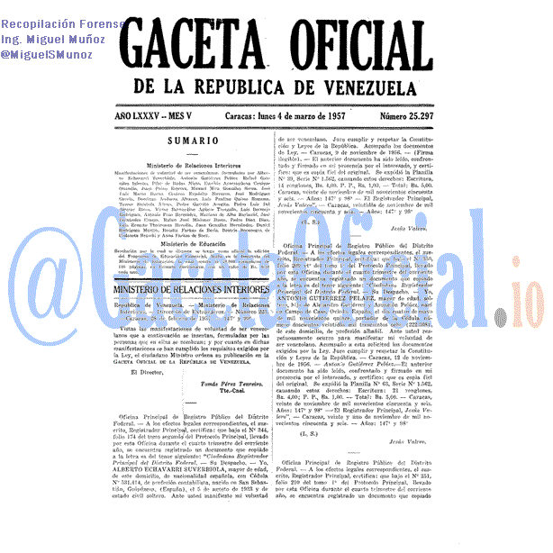 Gaceta Oficial 25297 del 4 Marzo 1957