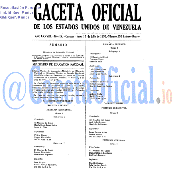 Gaceta Oficial 252 del 10 Julio 1950