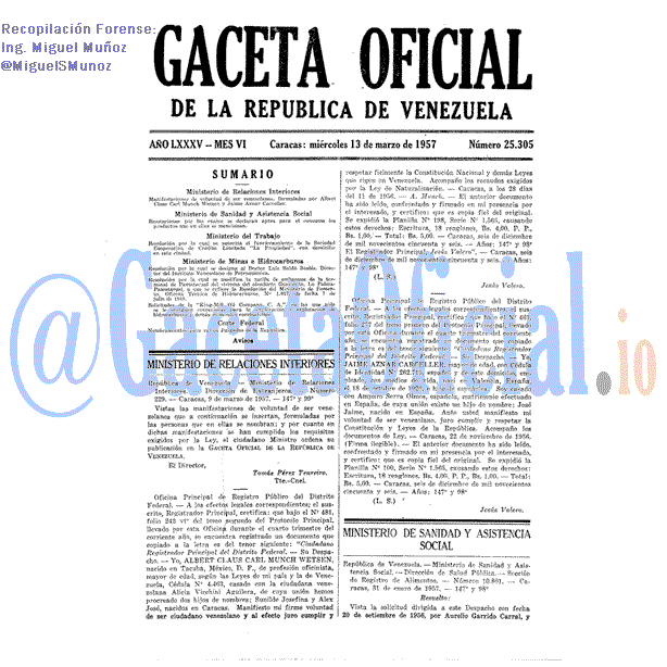 Gaceta Oficial 25305 del 13 Marzo 1957