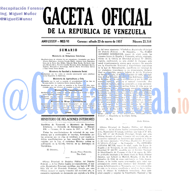 Gaceta Oficial 25314 del 23 Marzo 1957