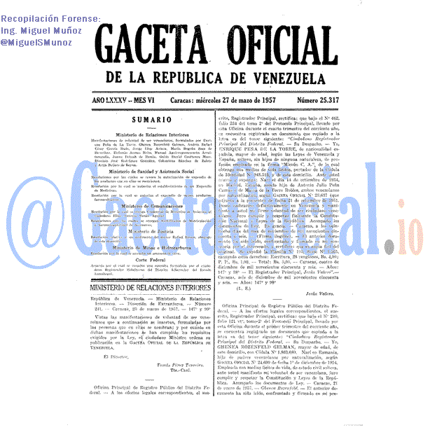 Gaceta Oficial 25317 del 27 Marzo 1957