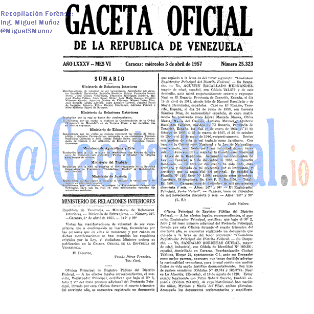 Gaceta Oficial 25323 del 3 Abril 1957