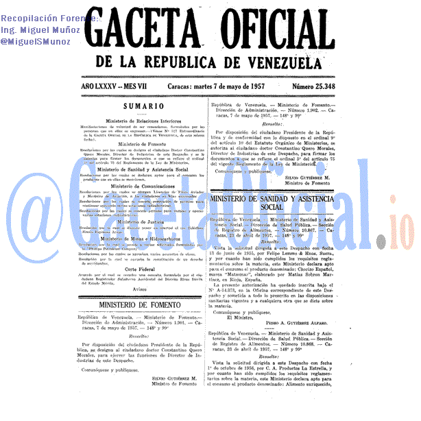 Gaceta Oficial 25348 del 7 Mayo 1957