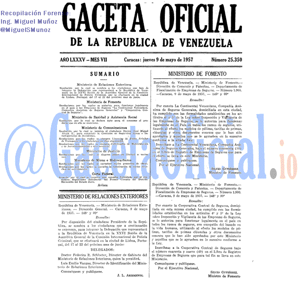 Gaceta Oficial 25350 del 9 Mayo 1957