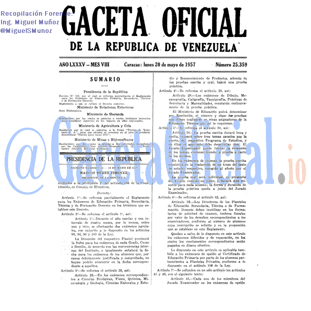 Gaceta Oficial 25359 del 20 Mayo 1957