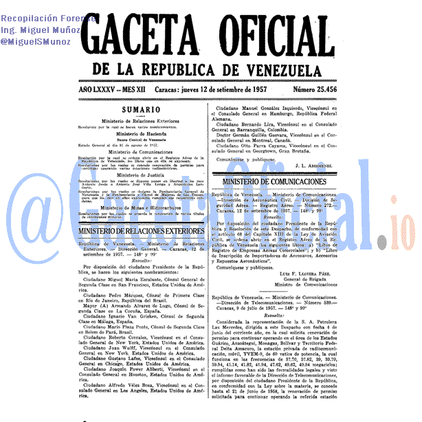 Gaceta Oficial 25456 del 12 Septiembre 1957