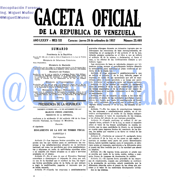 Gaceta Oficial 25468 del 26 Septiembre 1957