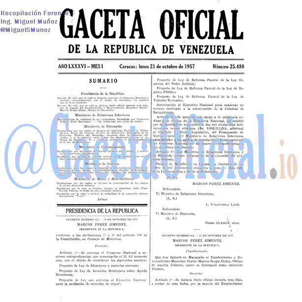 Gaceta Oficial 25488 del 21 Octubre 1957
