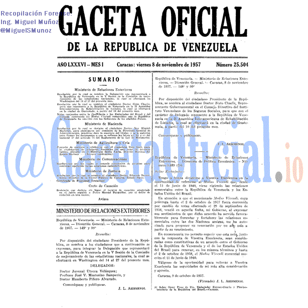 Gaceta Oficial 25504 del 8 Noviembre 1957