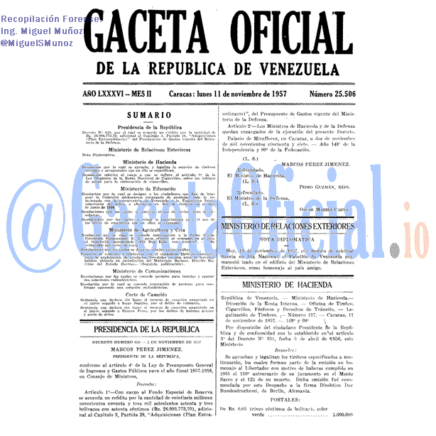 Gaceta Oficial 25506 del 11 Noviembre 1957