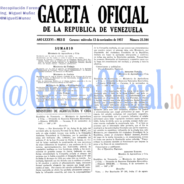 Gaceta Oficial 25508 del 13 Noviembre 1957