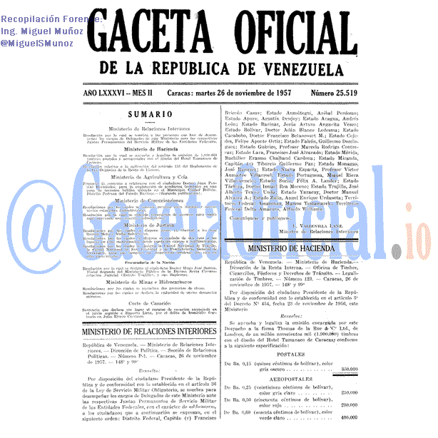 Gaceta Oficial 25519 del 26 Noviembre 1957