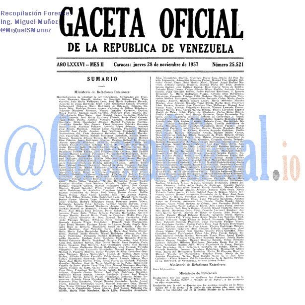Gaceta Oficial 25521 del 28 Noviembre 1957