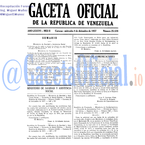 Gaceta Oficial 25526 del 4 Diciembre 1957